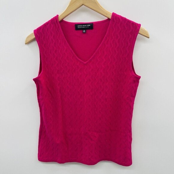 Jones New York Petite Womens PM Medium Sleeveless V Neck Sweater Shell Pink 2558 - Picture 1 of 6